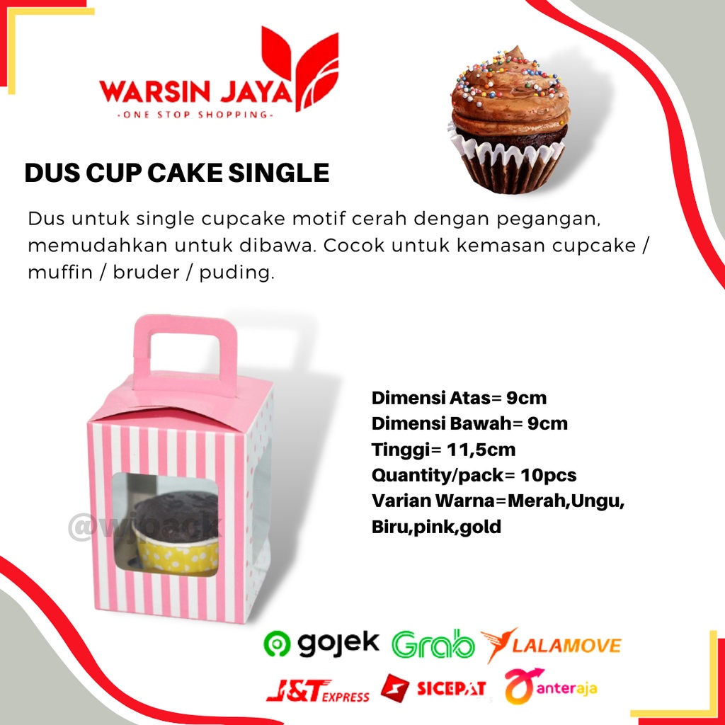 

box/dus/kotak muffin/cup cake 1 lubang handle /10pc