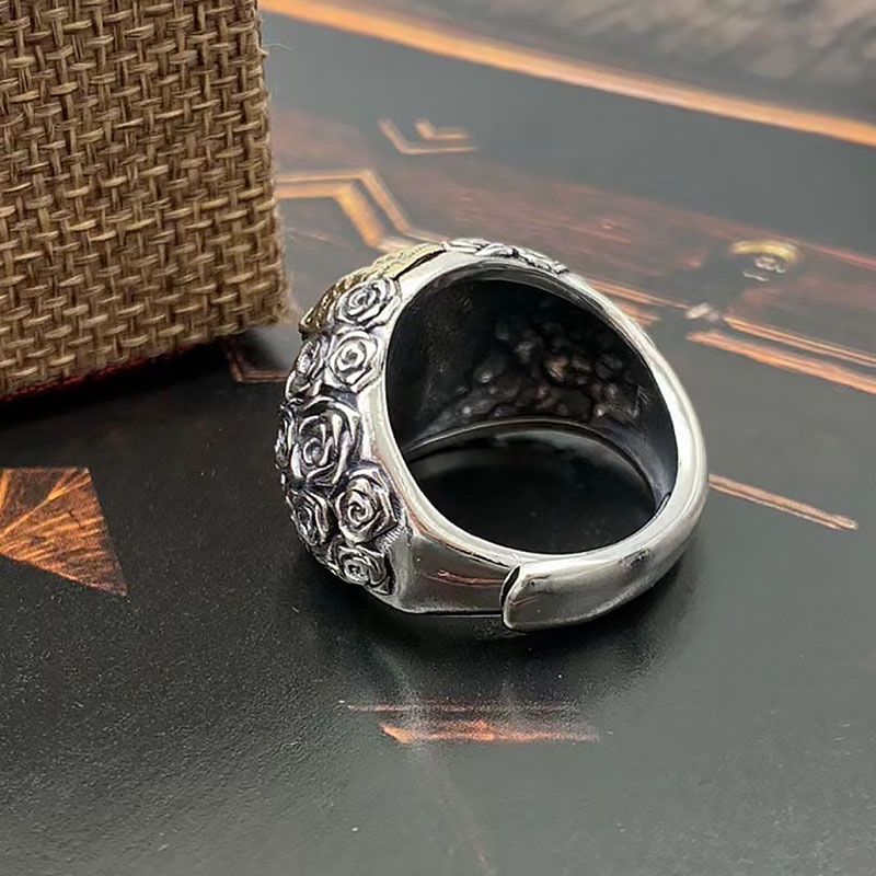 Cincin Model Terbuka Desain Kepala Harimau Gaya Kasual Untuk Pria