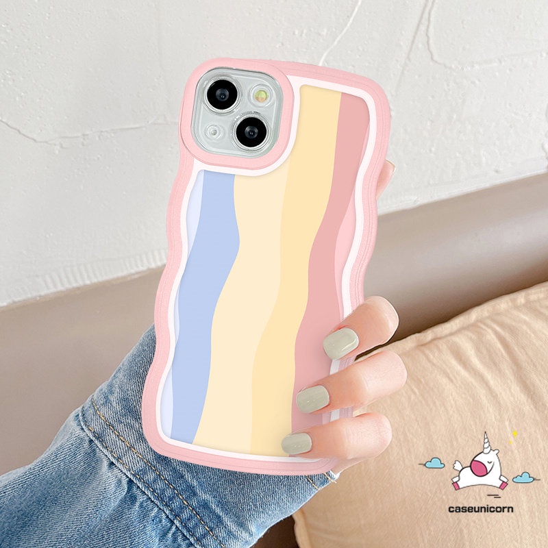 Casing Redmi Note 10Pro 10 10s 11 11s 9 8 9s 9pro 11pro+Redmi 12C 9T 10C 9A 10A 10 9 9C Mi 11T Pro POCO M3 X3 NFC Pro Ins Fashion Warna Warni Rainbow Soft TPU Wavy Edge Phone Case