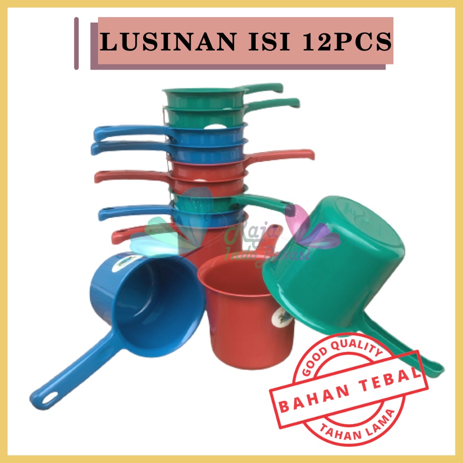 LUSINAN 12 PCS Casual Gayung Air Merah Hijau Biru - Gayung Mandi Plastik Murah Tebal Aesthetic Anak Transparan Kecil Lion Star Putih Lipat Gayung Mandi Plastik Ciduk Air Gambar Plastic Water Scoop Scooper Bahan Tebal Kuat Murah Serbaguna