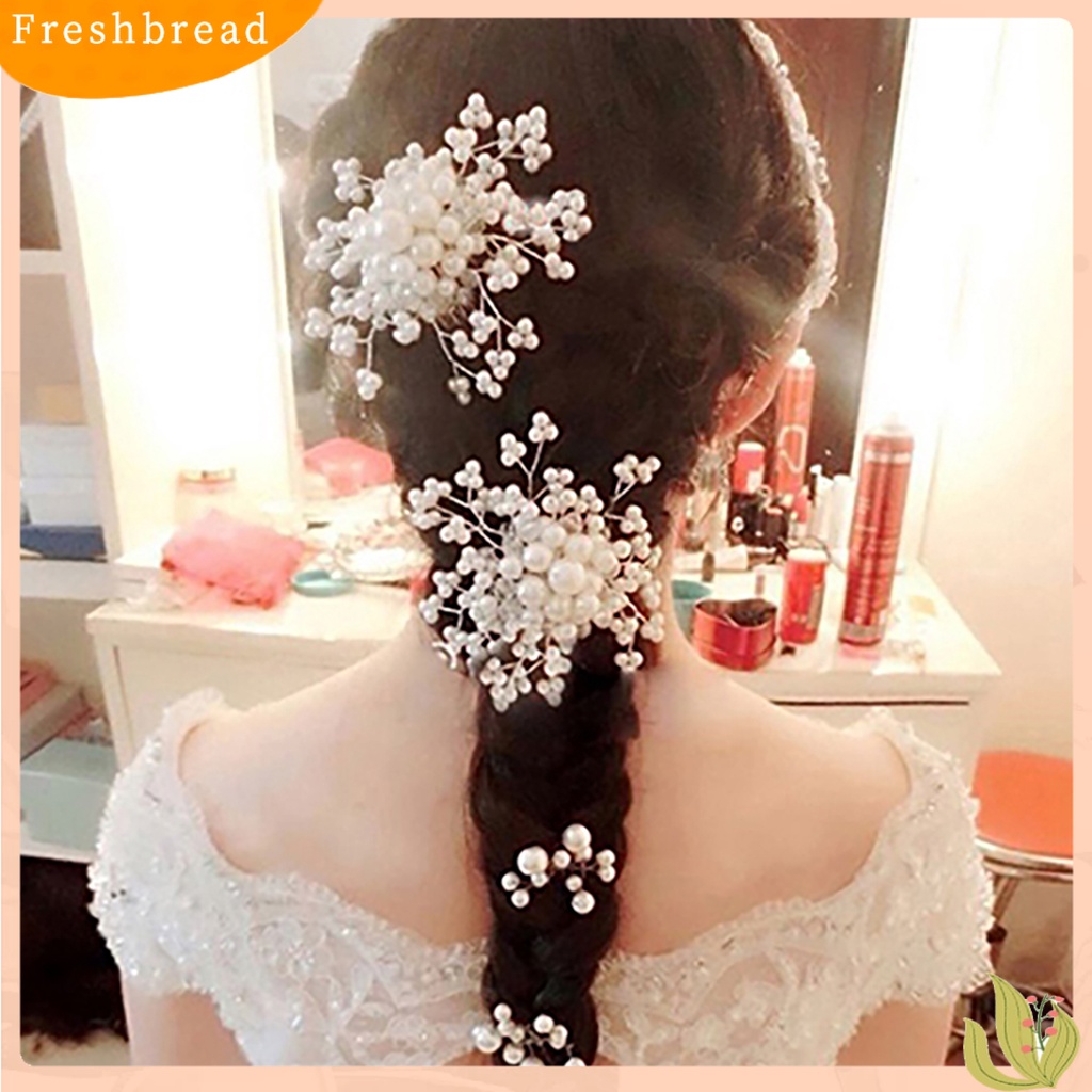 (Fresh) Sirkam Hiasan Rambut Bridal Model Bunga Dengan Berlian / Mutiara Imitasi Untuk Wanita