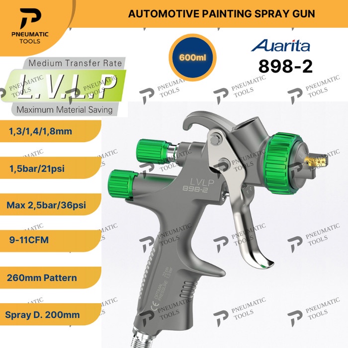 Spray Spray Gun Auarita 898-2 Lvlp - Automotive Painting Spray Gun - Gray