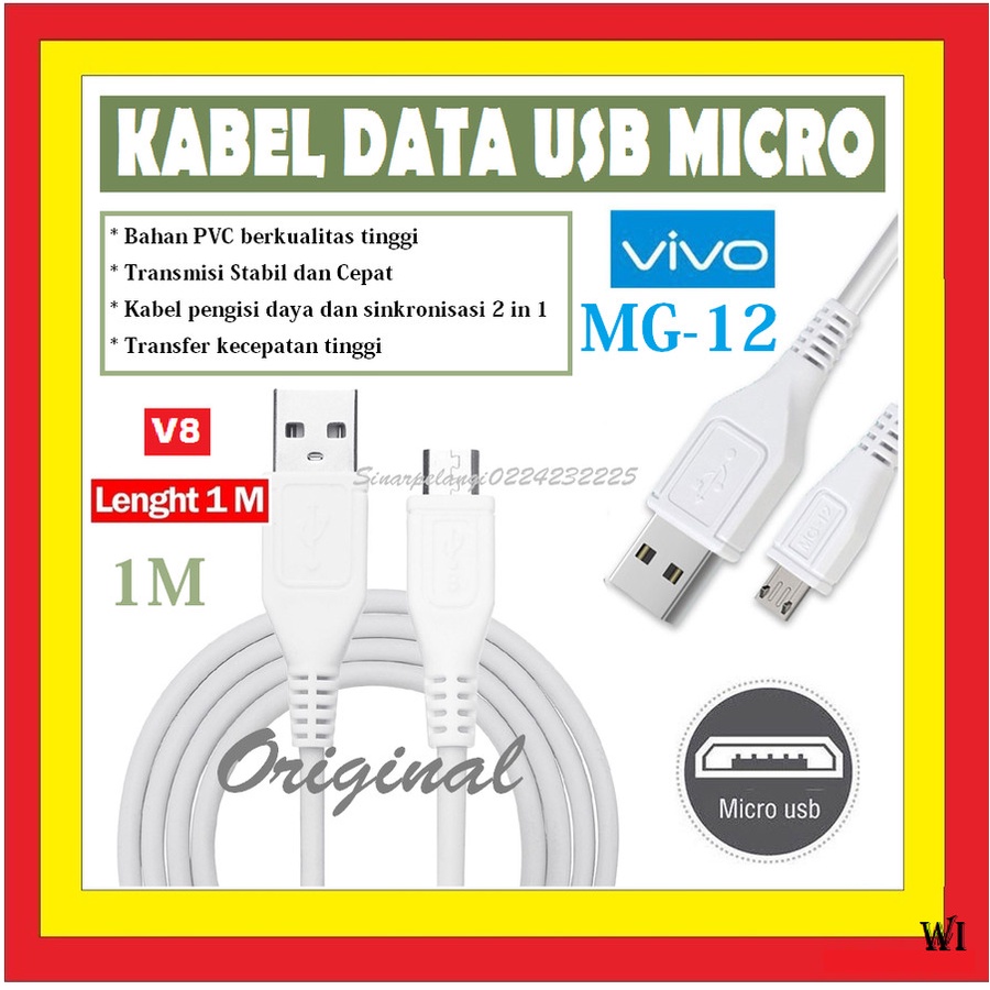 Jual KABEL DATA VIVO V8 CABLE CHARGER MICRO MIKRO WHITE PUTIH ORIGINAL