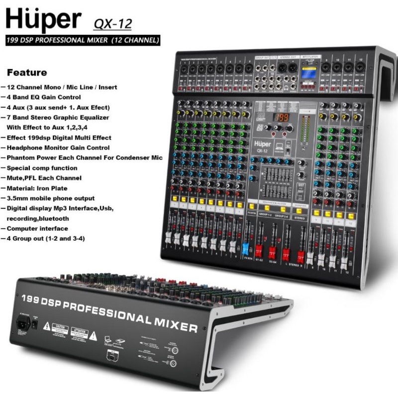 mixer audio 12 chanel HUPER QX12 original huper bluetooth