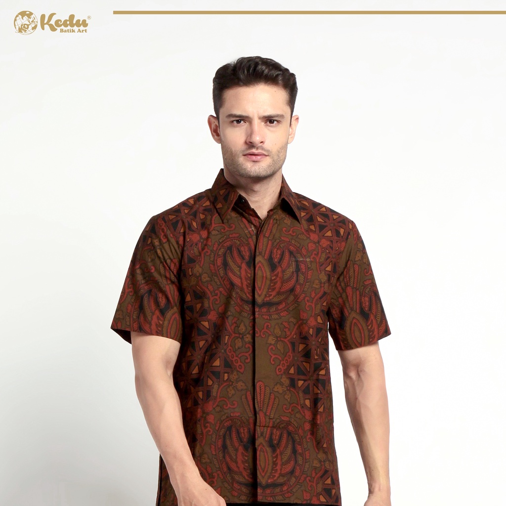 Jual Kedu Batik Katun Korpri Hitam Kemeja Batik Pria Lengan Pendek Exclusive Batik Laseman 