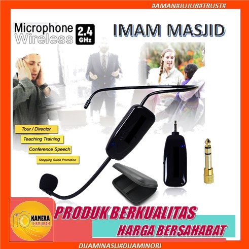 Mikrofon Mic Clip On Wireless 2.4G Presentasi Tur Imam Masjid Musholah