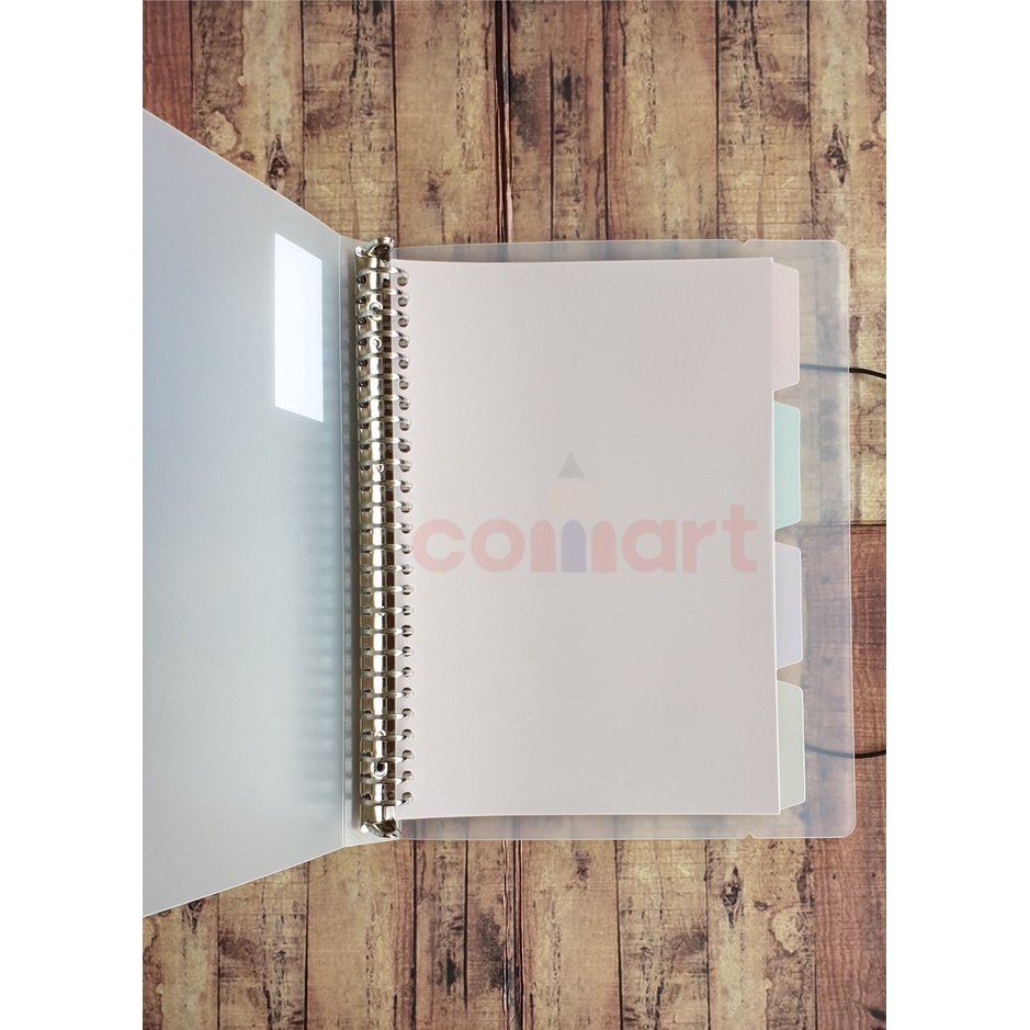 Map Binder B5 Wengu Transparant Tali Karet - Binder Note 26 Ring Plus Tali Bonus Divider / Pembatas - Binder File B5