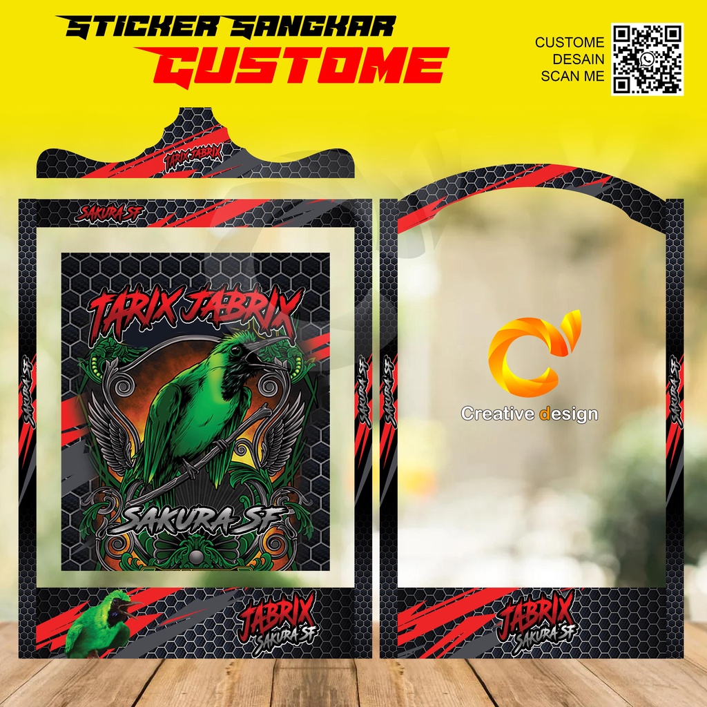 STICKER DECAL SANGKAR KOTAK CUCAK IJO CUSTOM NAMA JABRIX