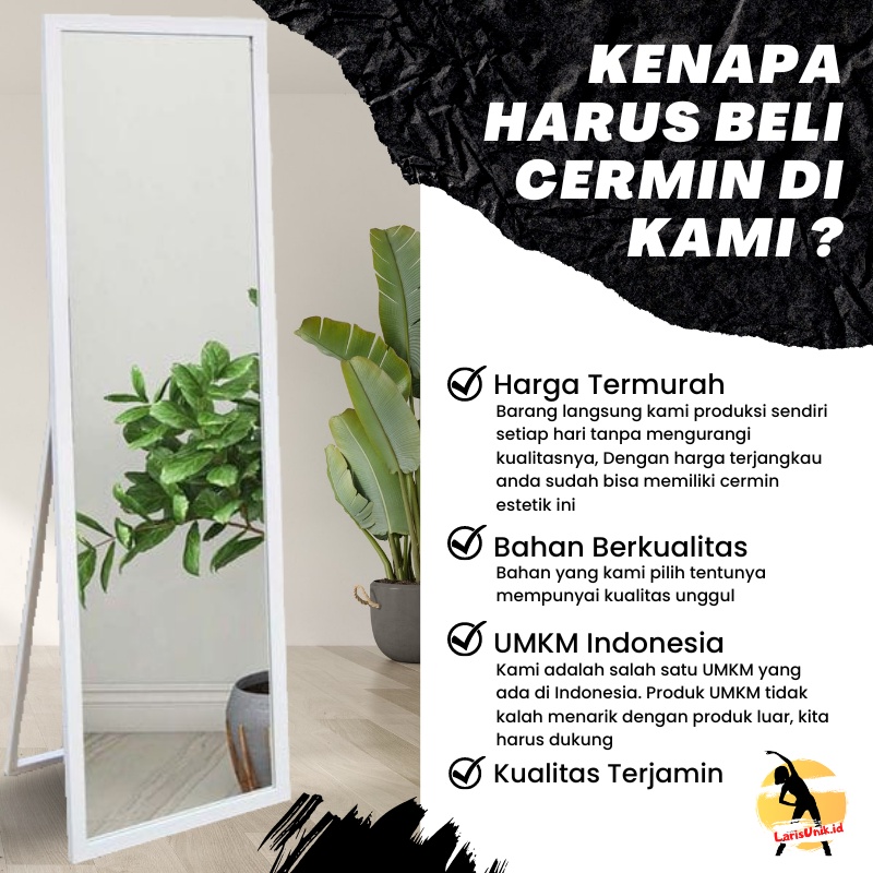 Kaca Cermin Full Body Aesthetic Cermin Standing Mirror Dinding Minimalis Rias Besar UK.157 x 48 cm Termurah Terlaris