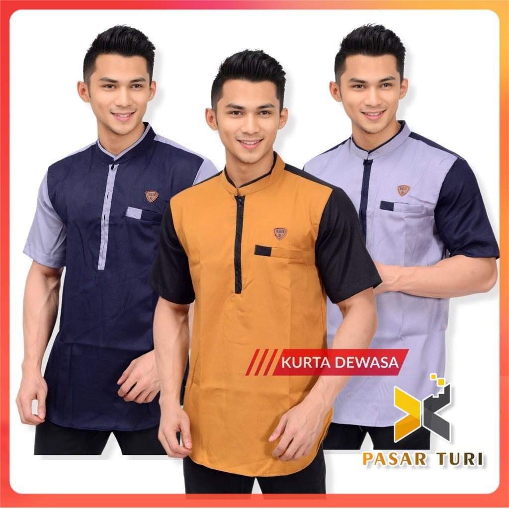 Baju Koko Kurta Dewasa Lengan Panjang Material Catton Adem Serap Keringat Ukuran M L XL [PASAR TURI]