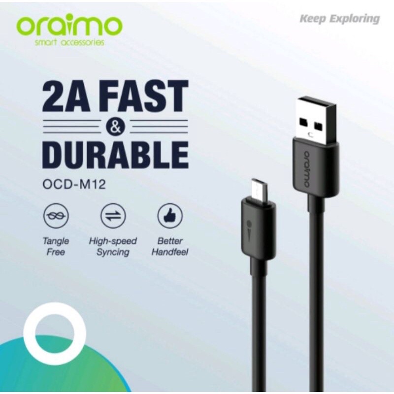 Oraimo Kabel Data Micro USB Android Cable 2A Fast &amp; Durable OCD-M12