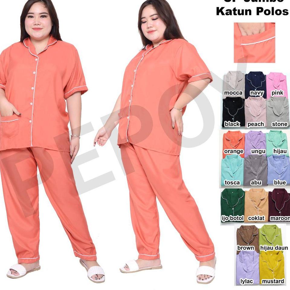 Banting harga--PEPOY Piyama CP JUMBO Polos Plain Katun Premium UNISEX ( BISA CEWEK BISA COWOK )