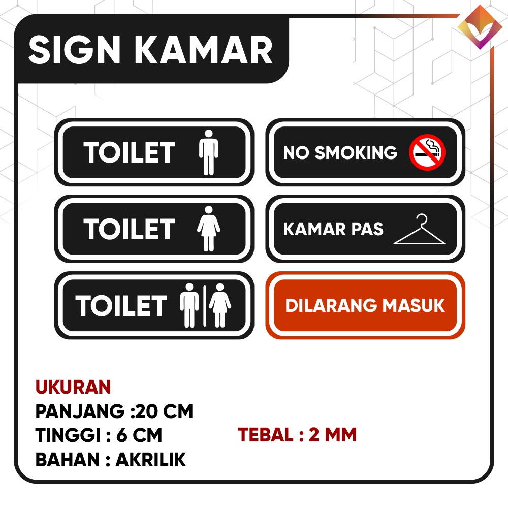 Hiasan Dinding Pintu Kamar Sign 19 x 6 cm Wall Decor Bahan Akrilik Murah