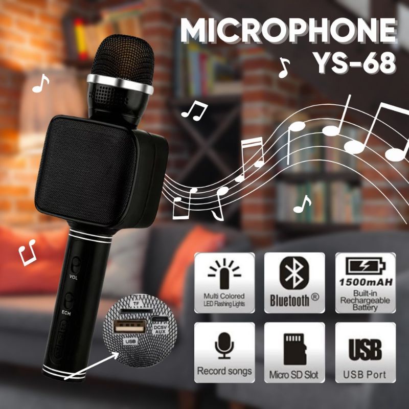 MIC KARAOKE YS68 WIRELESS PORTABLE ORIGINAL