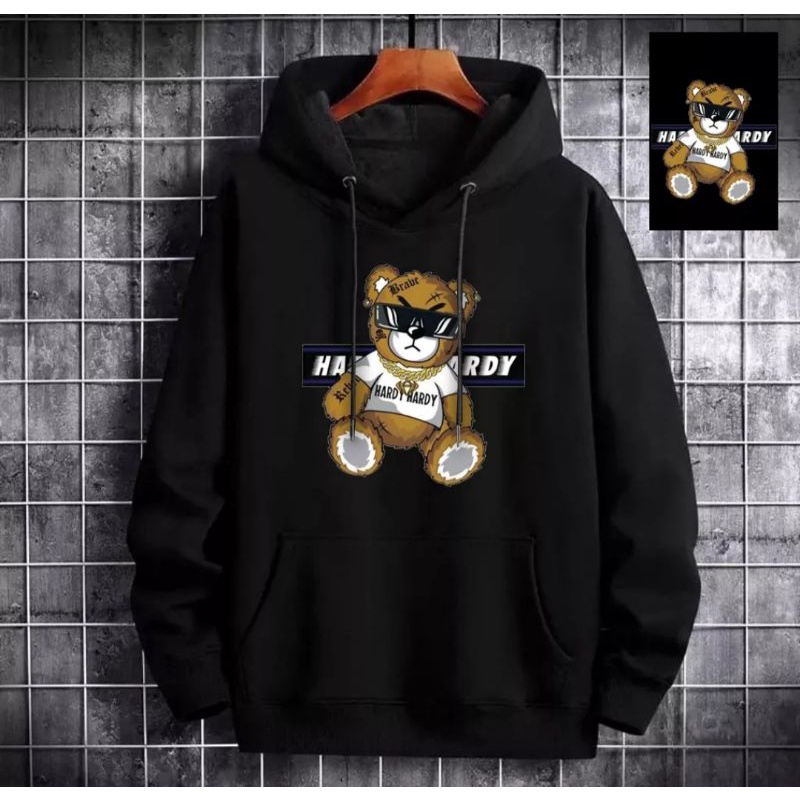 HOODIE PRIA BEAR HARDY-HOODIE DISTRO BAHAN FLECCE