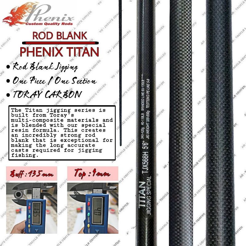 Blank Rod Jigging PHENIX TITAN Jigging Special TJX566H PE 5-9 (Pack Pvc)