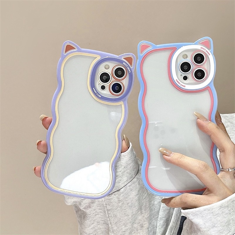 Soft Case Pelindung Bahan Silikon Transparan Gaya Korea Untuk iPhone 14 13 12 11 Pro Max X Xr Xs Max 8 7 Plus