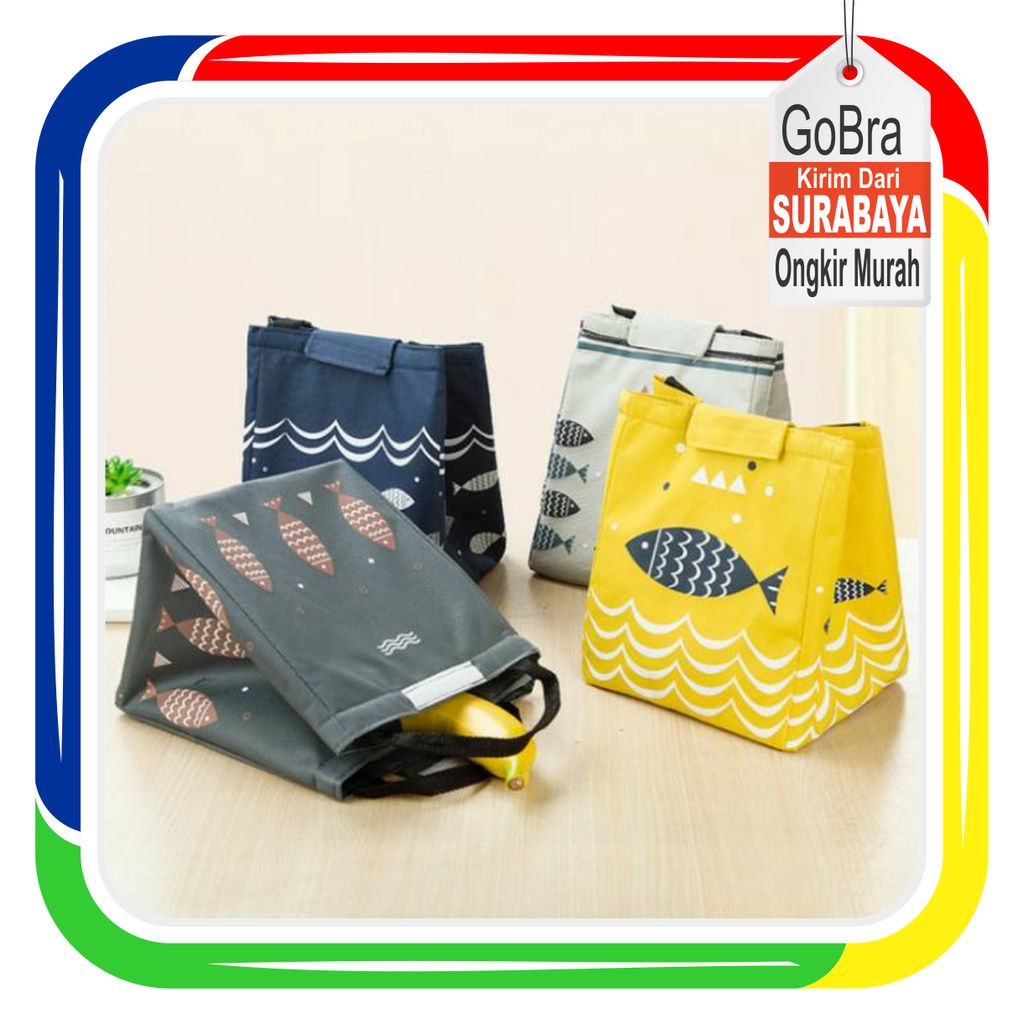 Gobra ♕ PA070 Tas Bekal Karakter Ikan Jumbo Lunch Cooler Bag Makanan Aluminium Kotak Makan Import Murah