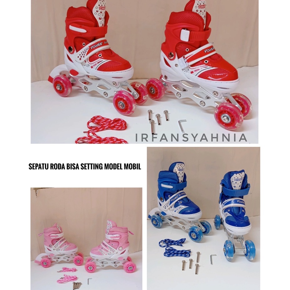 Sepatu Roda Anak dan Dewasa Power Inline Skate Model Bajaj dan Mobil Set deker dan Helm