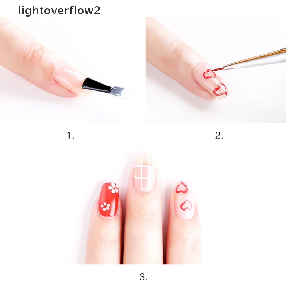 (lightoverflow2) 15pcs / Set Brush Nail Art UV Gel Akrilik Gagang Kristal Dotg