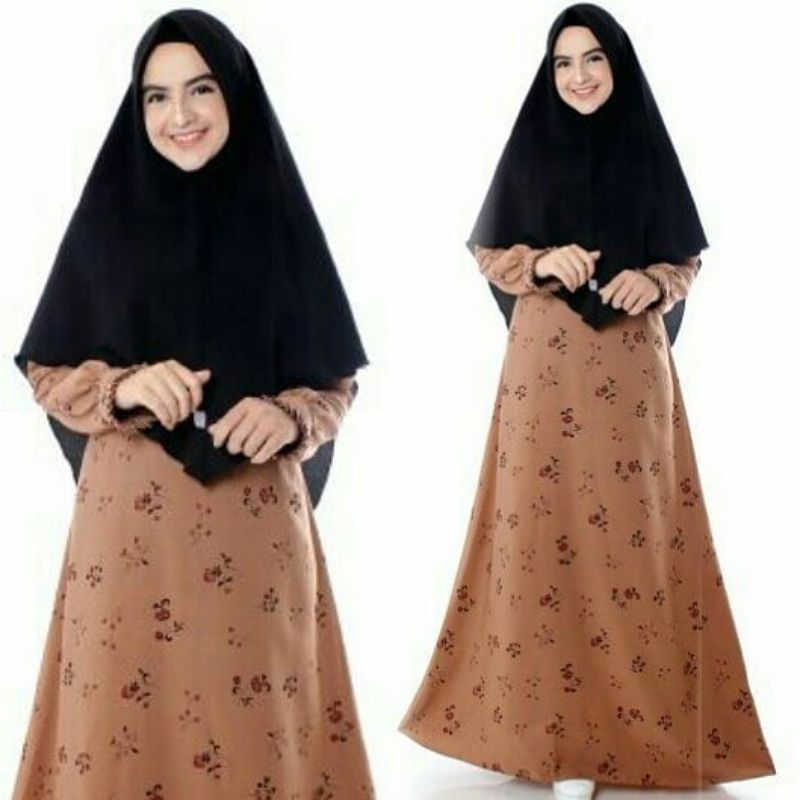 Gamis wolfis premium motif bunga gamis XL LD 105 busui dress muslimah homeydress home dress busui fr