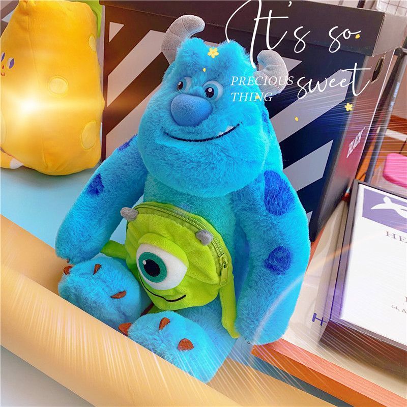 ♘❉☏Sera mengimpor Monsters University 20th anniversary Sullivan hair monster bermata besar boneka mewah boneka ransel ransel kartun lucu