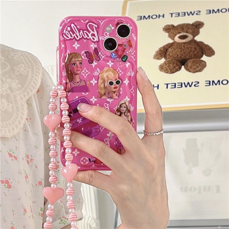 Soft case Silikon Desain Boneka pink Untuk Iphone 13 12 11pro max xs xr trwdf