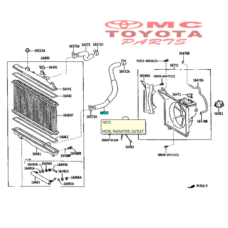 Selang Radiator Bawah Vios Limo Soluna 16572-0M020