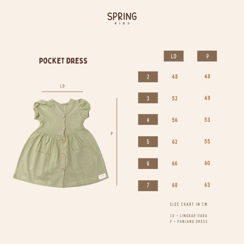 SPRING KIDS - POCKET DRESS - DRESS ANAK PEREMPUAN - DRESS ANAK - DRESS BAYI