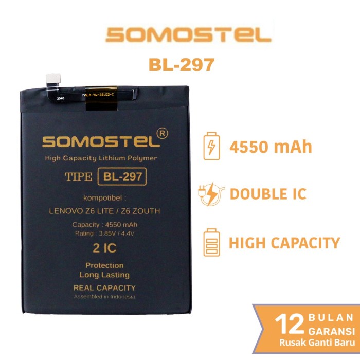Baterai Somostel - Bl297 Bl 297 Lenovo Z6 Lite Youth K5 Pro Batre Batrai Bater