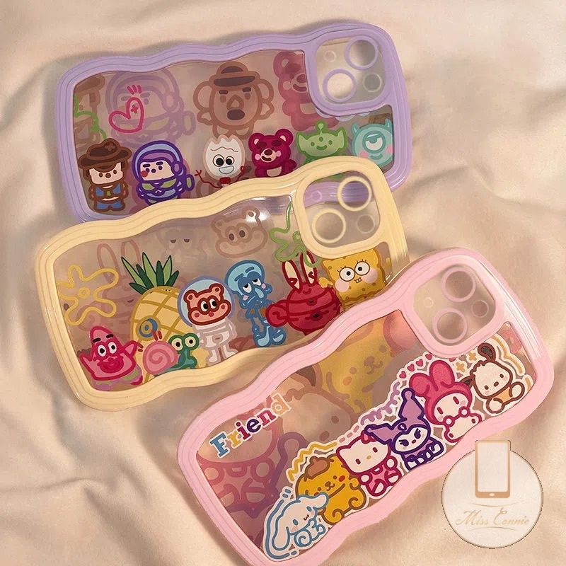 Casing Kartun Lucu Untuk Redmi Note10 9 Note8 Note 11 Pro+Redmi 12C 9 10C 9A 10A 10 9C NFC 9T Note 10s 11s 10 Pro Max Plus Hewan Disney Lembut TPU Wavy Edge Colorful Frame Case