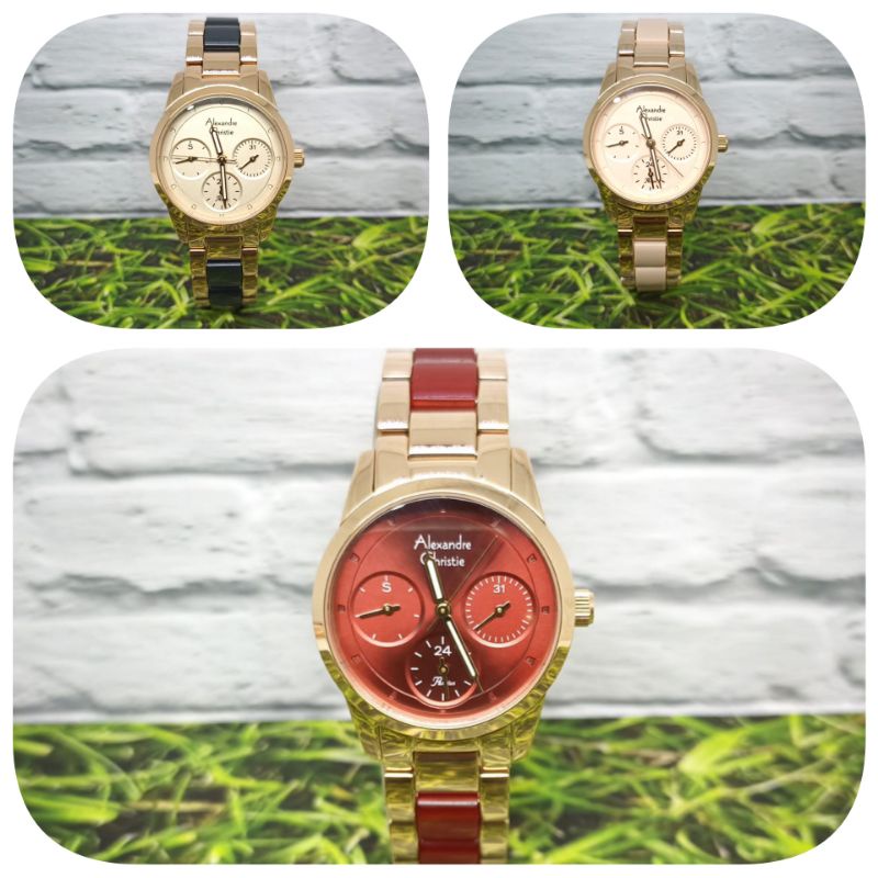 Jam tangan wanita Alexandre christie 2A27, stainless steel combinasi fiber, ORIGINAL, bergaransi res