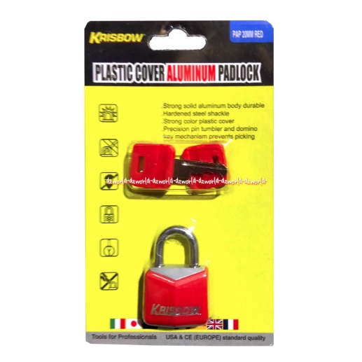 Krisbow Plastic Cover Alumunium Padlock 20mm Gembok Mini Kecil Tas Koper 2cm Dengan Bahan Aluminium Dan Plastik Kris Bow Mini Pad Lock Warna Merah Biru Hitam