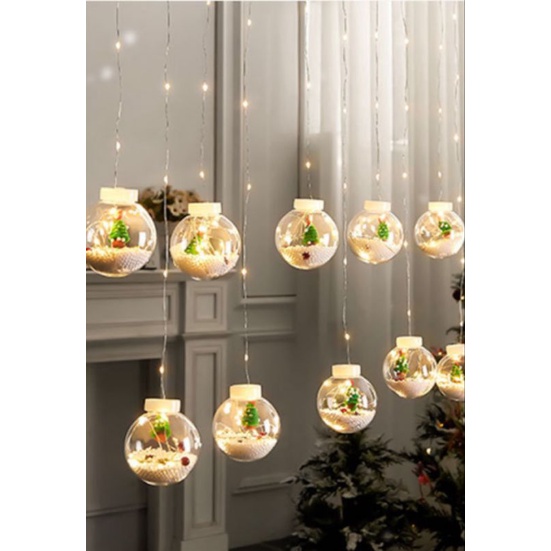 3M 10LED Wishing Ball Cooper Curtain Light / Warm White Christmas Lights