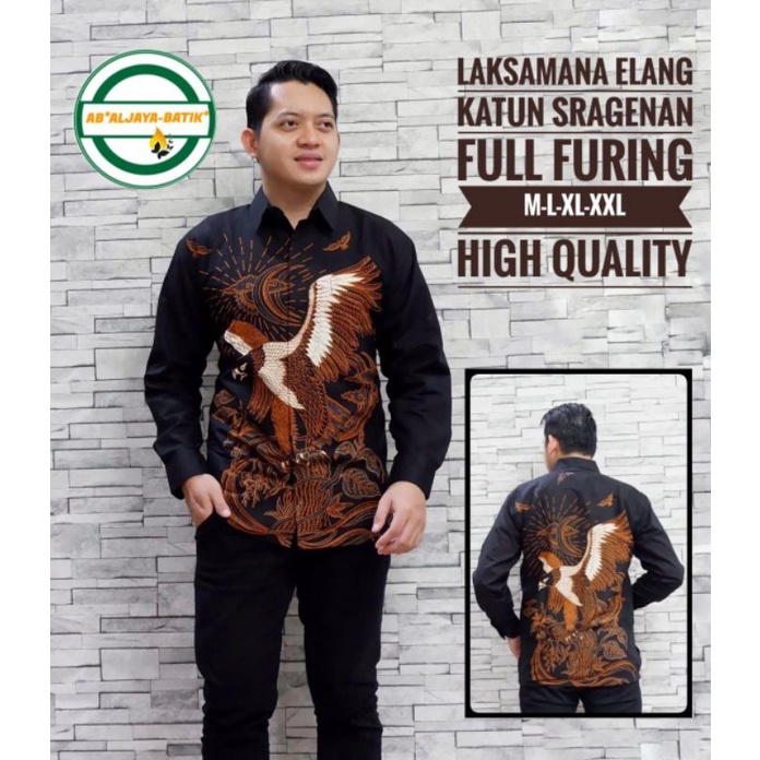 LAKSAMANA ELANG Hitam - Baju batik lengan panjang lapis furing Elang