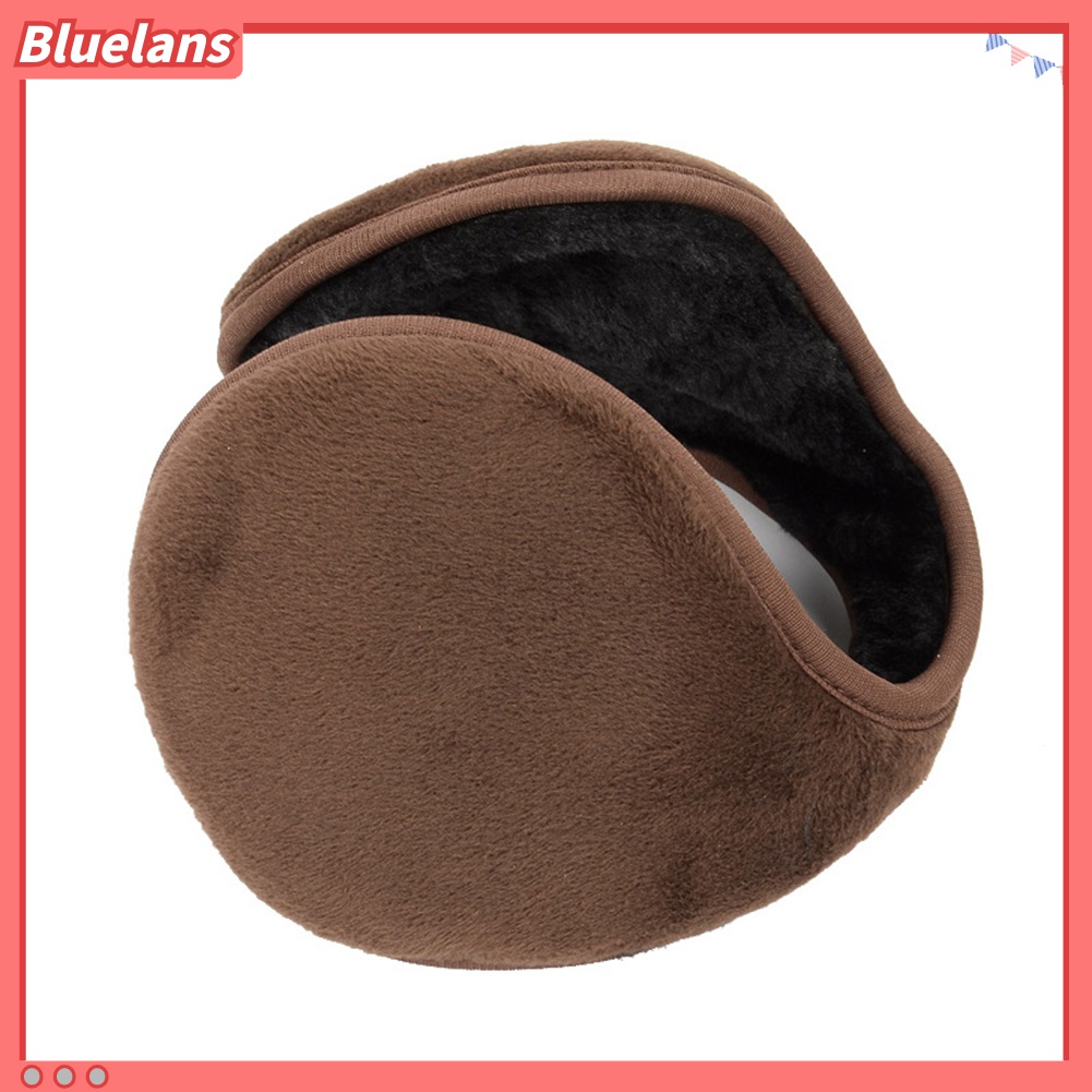 Bluelans Penutup Telinga Pria / Wanita Bahan Plush Tebal Lembut Hangat Warna Polos Untuk Musim Dingin