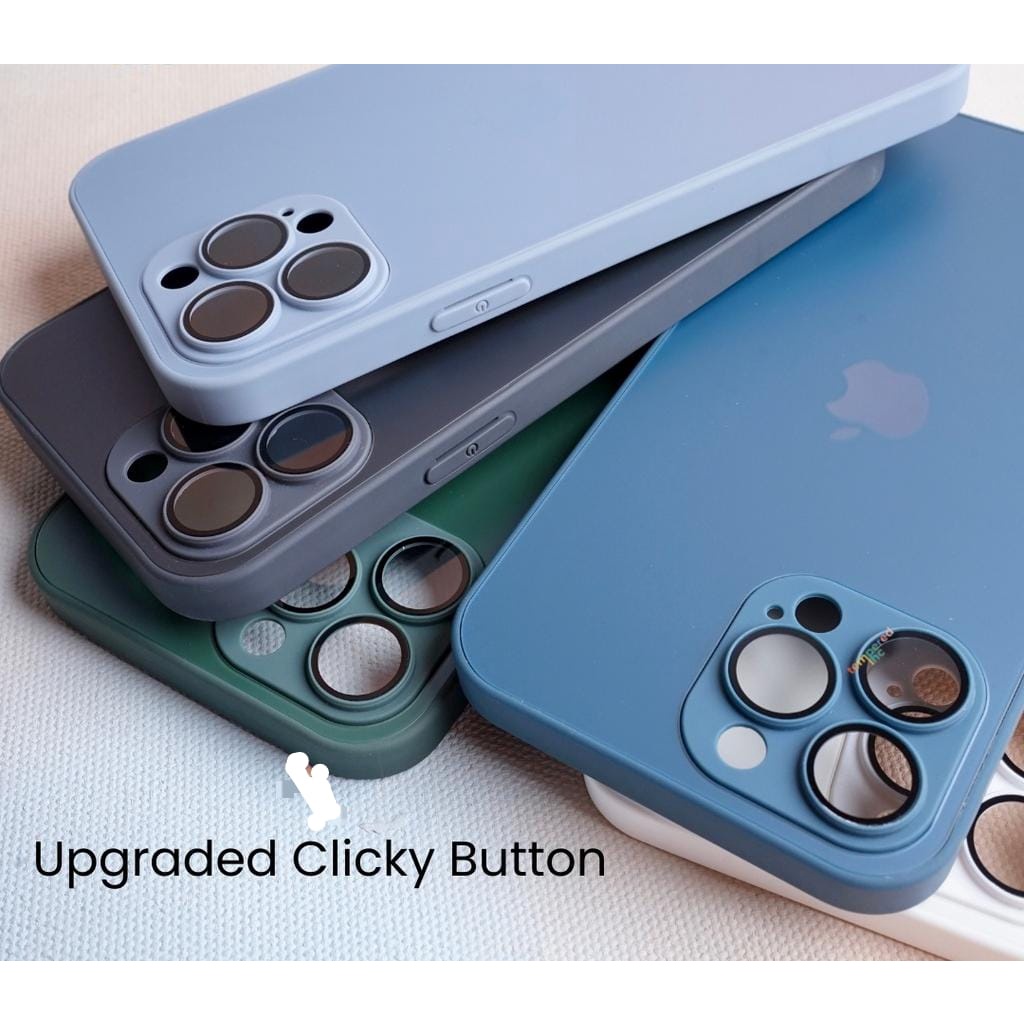 GLASS HARD CASE IPHONE 12 PROMAX 12 PRO 12 11 PROMAX 11 PRO 11 FULL SQUARE EDGE PROTECTOR CAMERA MATTE