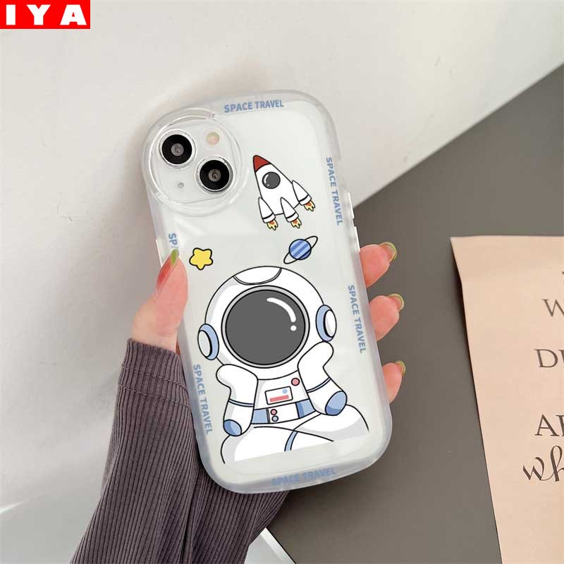 Soft Case Silikon Desain Astronot Untuk OPPO A57 2022 A16 A15 A16K A54 A53 A12 A5S A7 A3S A31 A52 A83 A92 A37 F9 A1K Realme 5 5i 6i C3 C11 C15