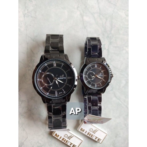 Jam tangan Mirete couple, cewek cowok rantai Hitam