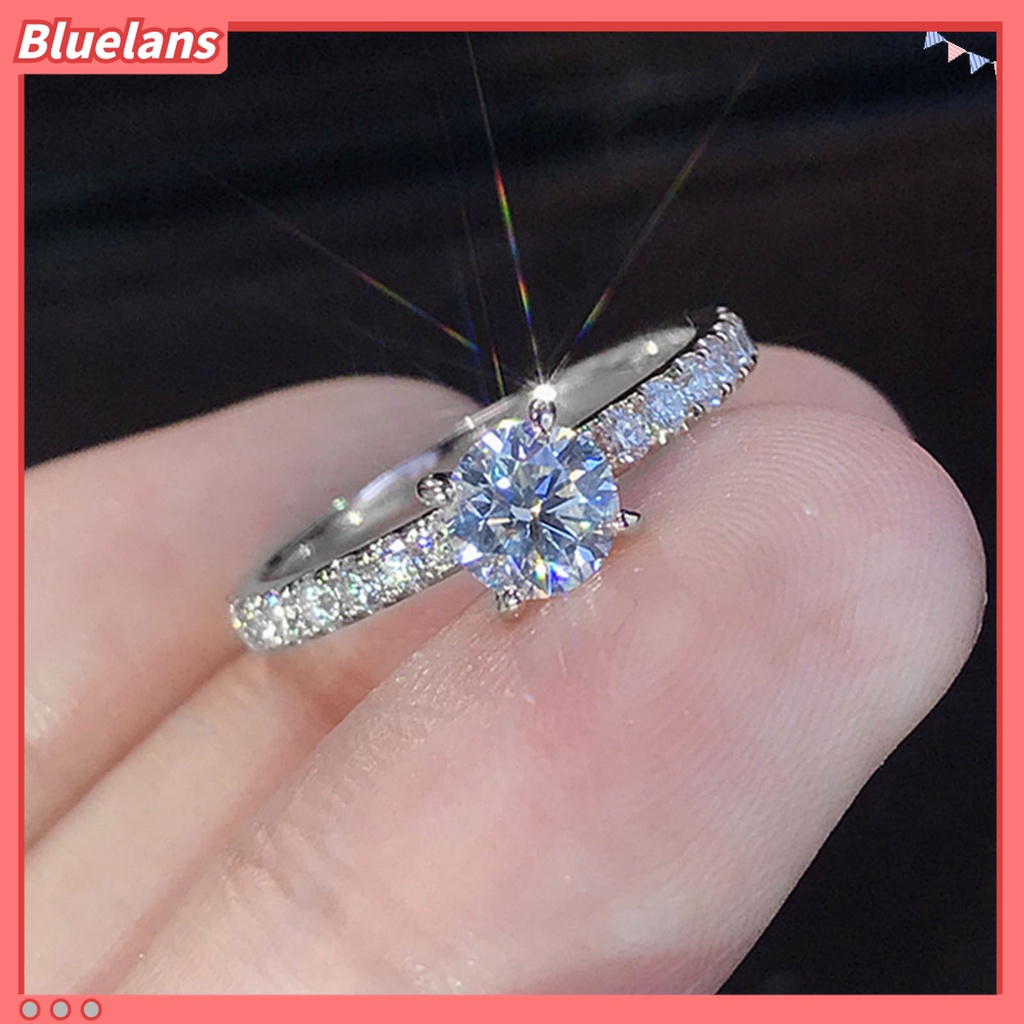 Cincin Jari Electroplated Bentuk Bulat Aksen Berlian Imitasi Untuk Wanita