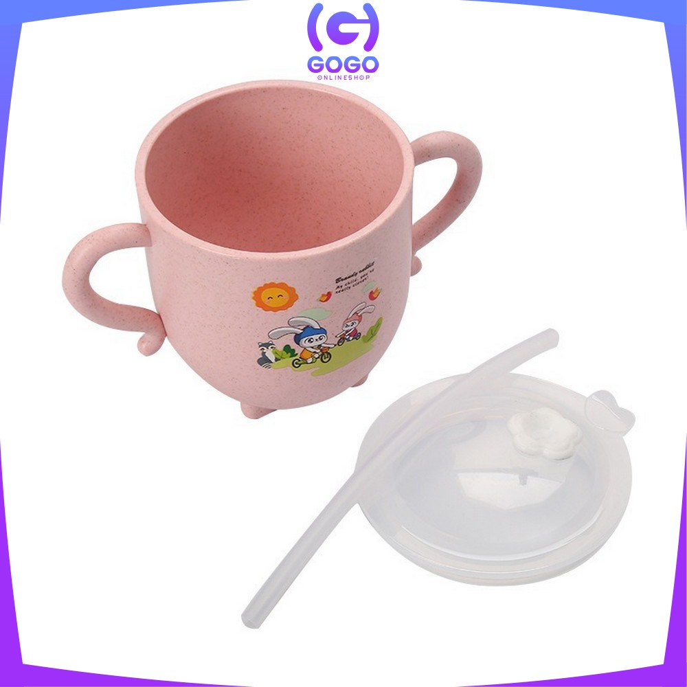 GOGO-C381 C382 Gelas Jerami Mug / Gelas Minum Anak Anti Tumpah Bahan Jerami / Baby Cup / Cangkir Anak Wheat Straw Karakter Kartun