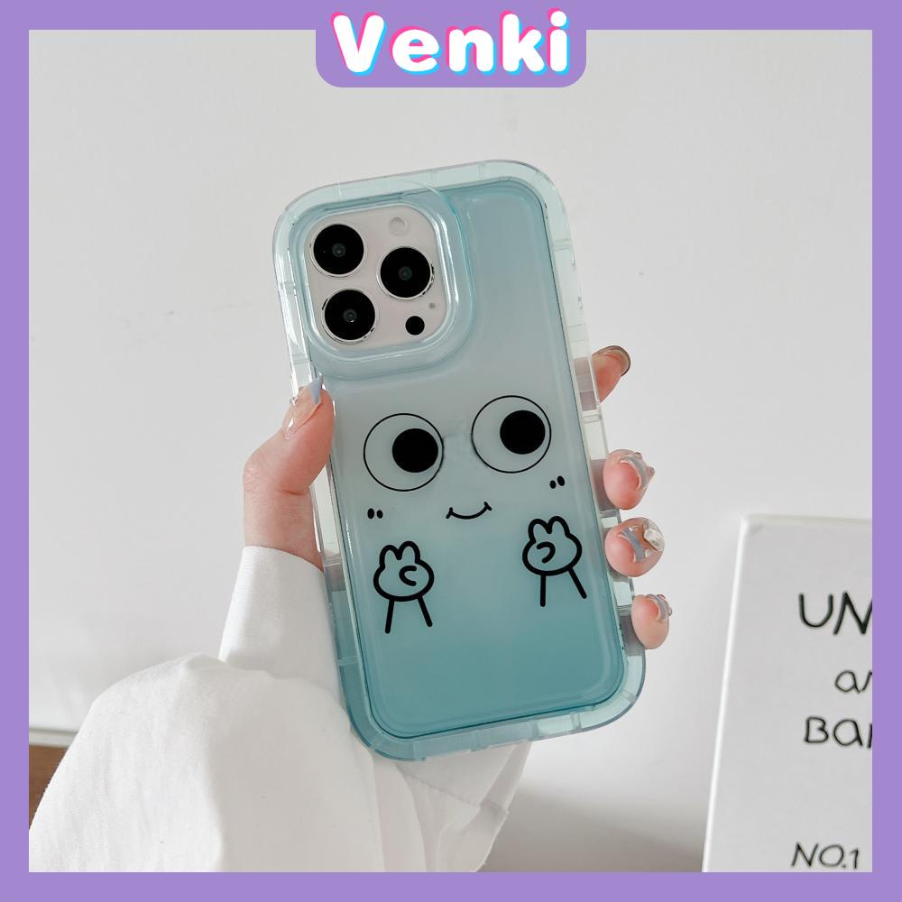 Case For iPhone 14 Pro Max TPU Soft Jelly Airbag Case Cute Funny Face Clear Blue Case Camera Protection Shockproof For iPhone 14 13 12 11 Plus Pro Max 7 Plus X XR