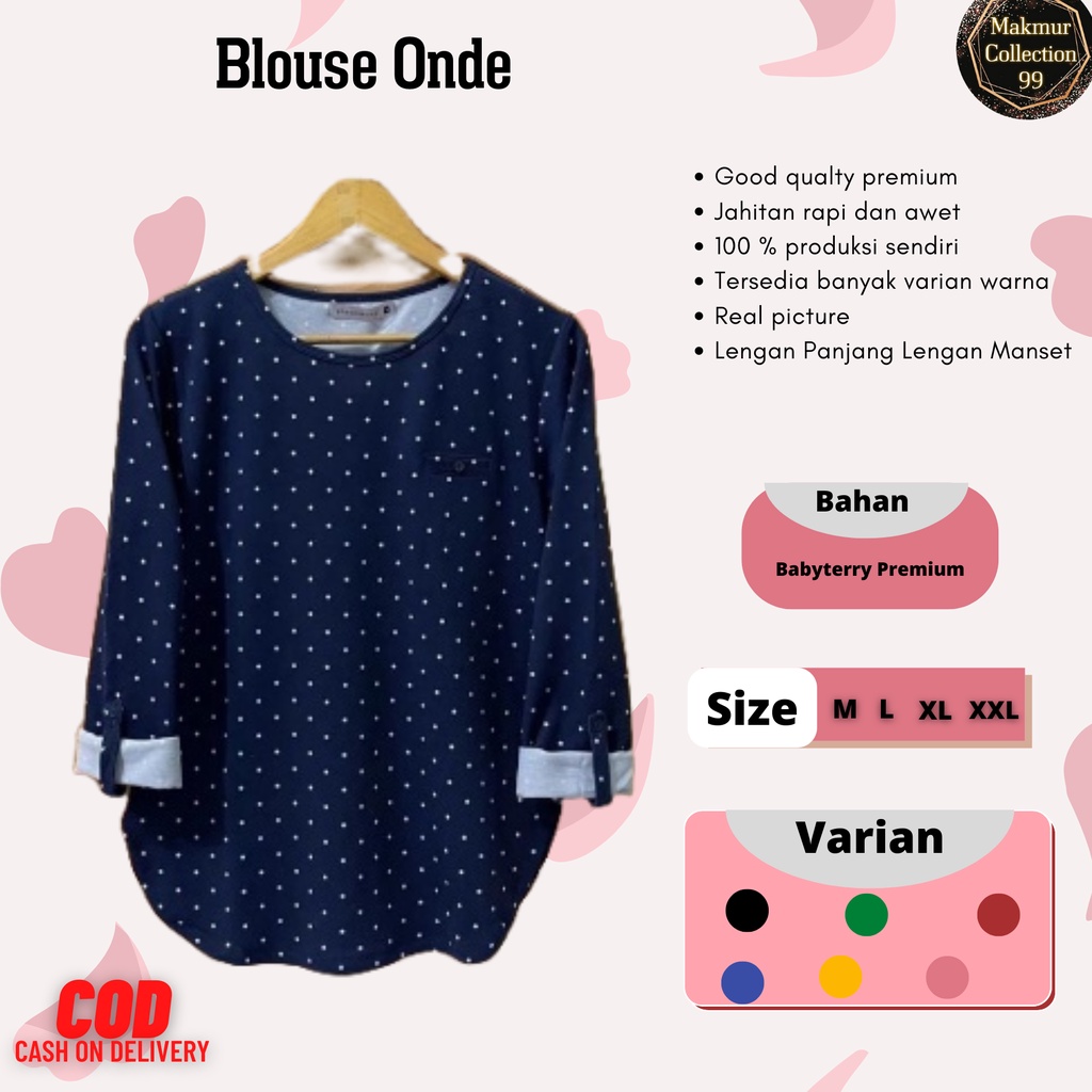 Atasan Pakaian Wanita Terbaru Import Blouse Onde Lengan Panjang Ukuran Jumbo Model kekinian Matt Babyterry Good Quality