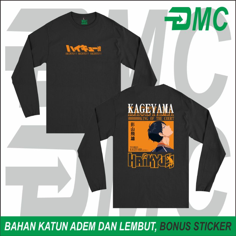Baju Kaos Anime Tobio Kageyama Haikyuu Karasuno Lengan Panjang