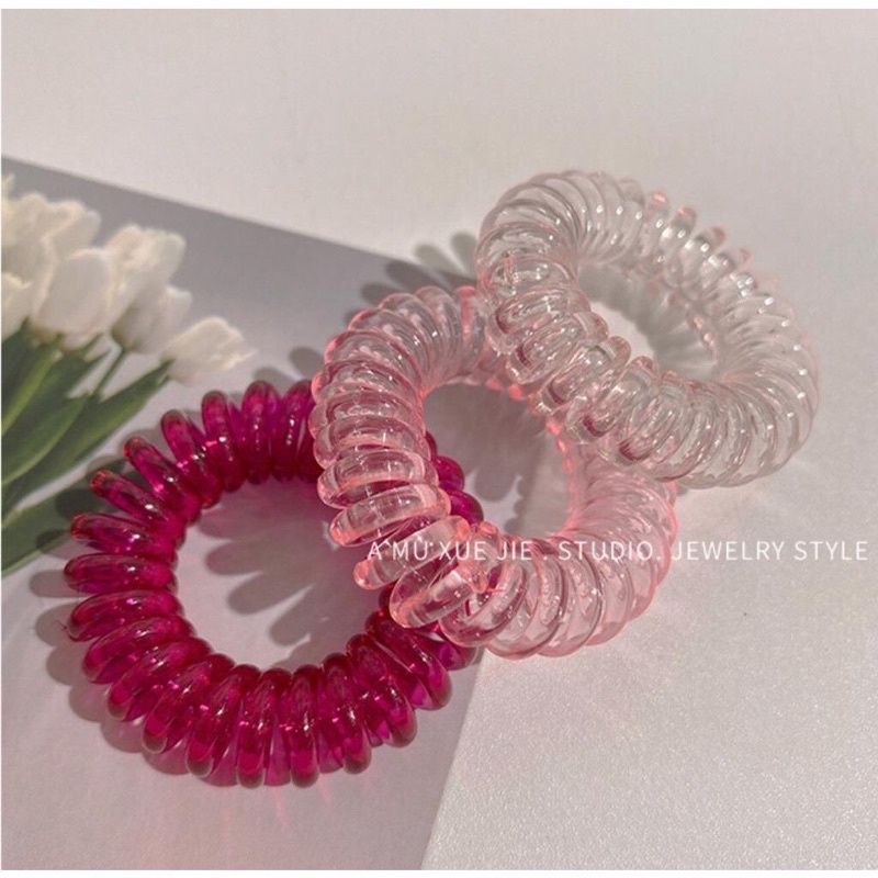 Ikat Rambut Korea  Sederhana Transparant Per Box Isi 9 Pcs