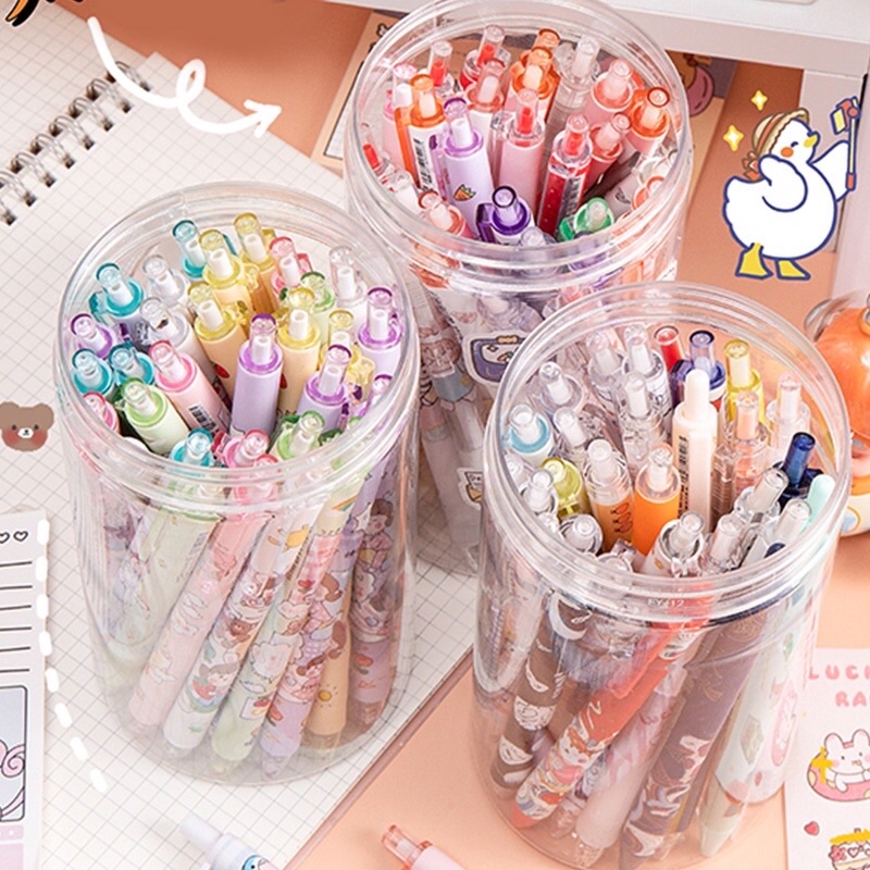 1 Buah Pen Gel Fancy Retractable Black Refill Cute Animals Girls Aesthetic Kawaii Japanese Lovely Pink Style Kiyowo Pulpen Minimalis Tinta Hitam Mekanik Unik Lucu Gaya Korea Karakter Kartun Anak Perempuan Hewan Peliharaan Pelajar Viral Estetik Bunny Bear