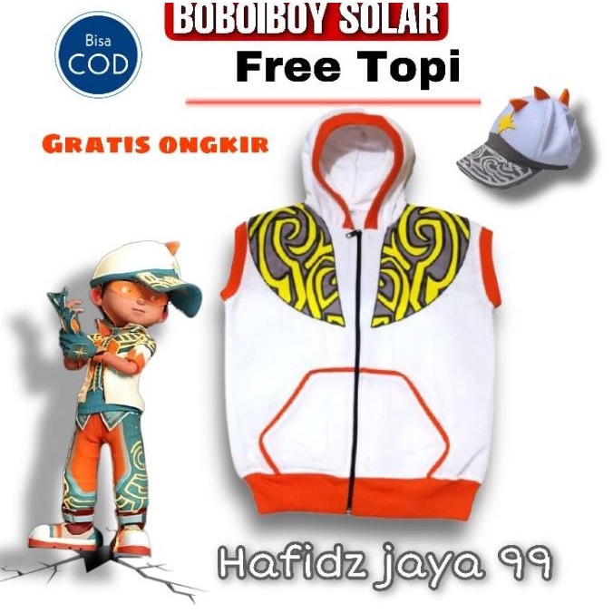 BAJU KOSTUM BOBOIBOY SOLAR SET ROMPI TOPI BOBOI JAKET BOBOBOI ANAK
