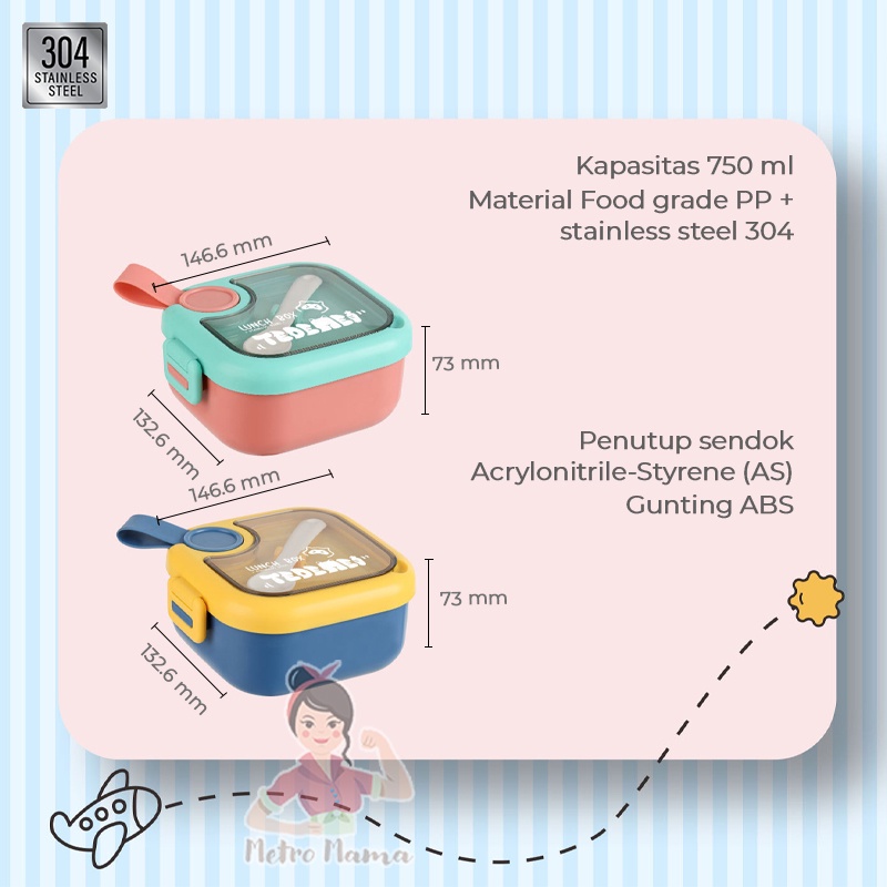 Kotak Makan Anak Stainless Steel 304 Lunch Box Set Usia MPASI PAUD TK