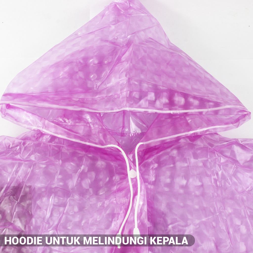 Jas Hujan Dewasa Wanita Korea Fashionable Anti Air Motif Kotak Transparant -520