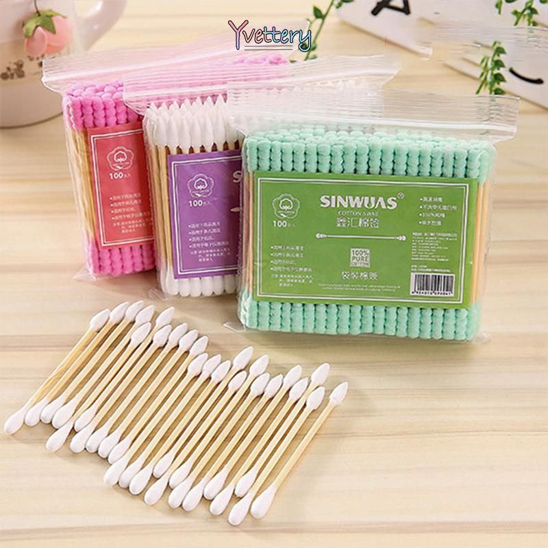 100 pcs/pack cotton bud/ cotton swab warna warni